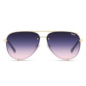 Quay HIGH KEY MINI RIMLESS Aviator Glasses